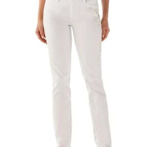White House Black Market Blanc White Embroidered Sequin Slim Leg Jeans Size 8R